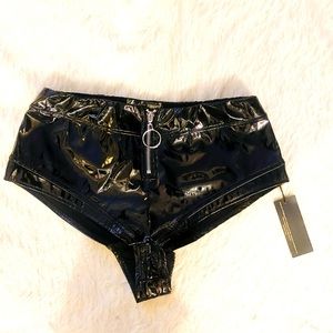 Black Patent Leather Booty Short/Hot Pants NWT